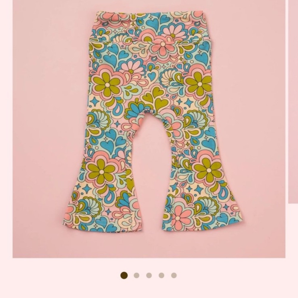 Strawberry Jam Kids blue psychedelic 60s girls bell bottoms leggings